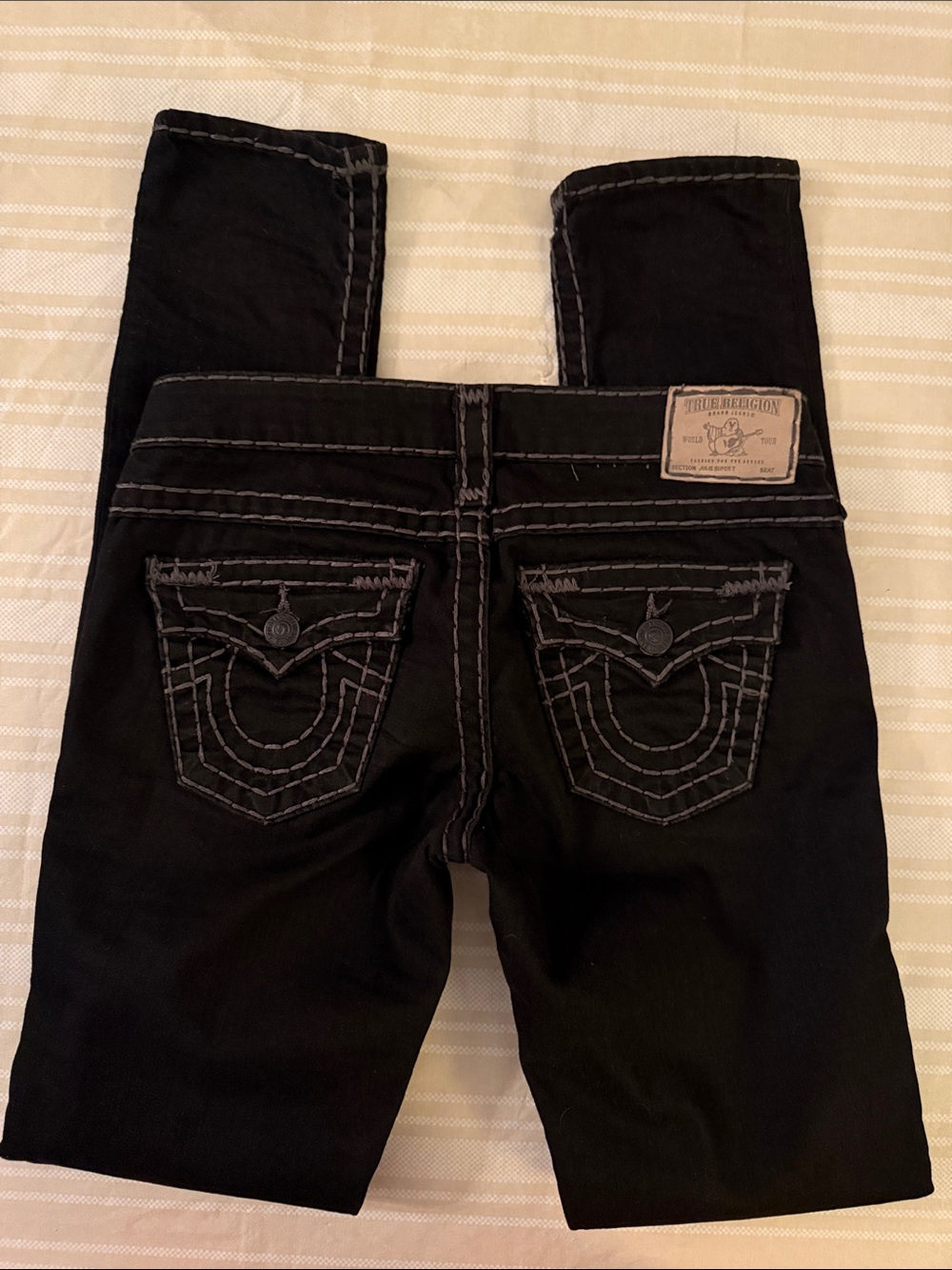 True Religion Women’s Black Skinny Jeans with Contrast Stitching